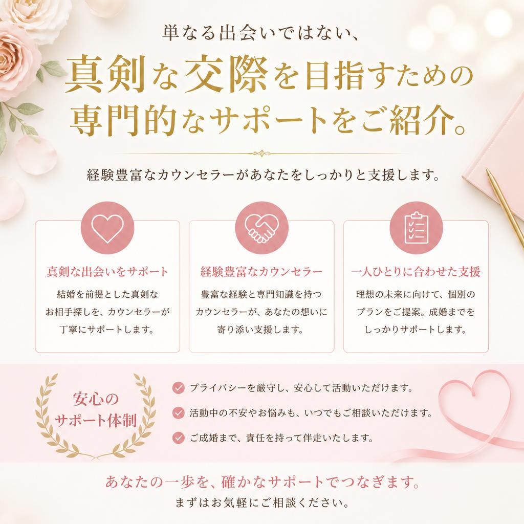 真剣交際を目指すためのサポート体制