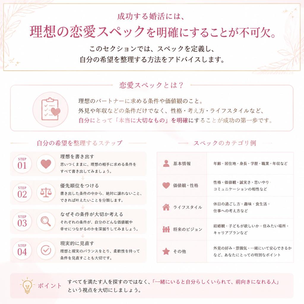 理想の恋愛スペックの明確化