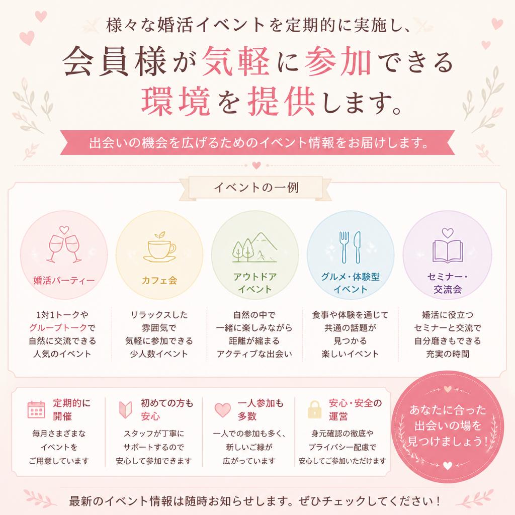 充実した婚活イベントの開催