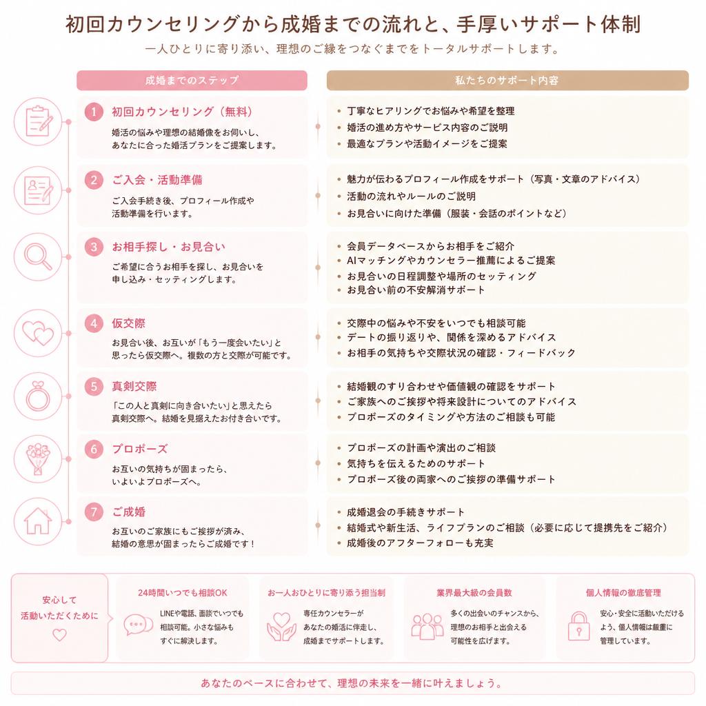 活動の流れとサポート体制