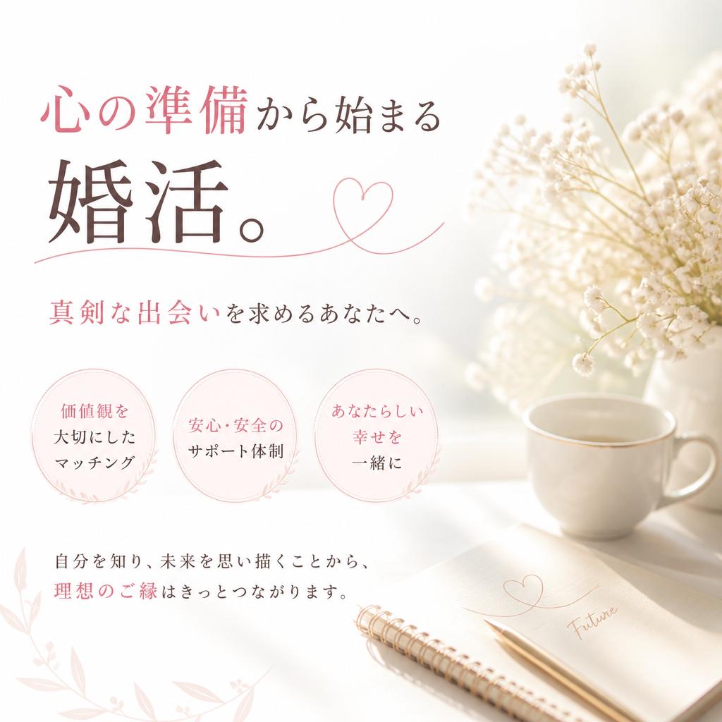 心の準備から始まる婚活。真剣な出会いを求めるあなたへ。